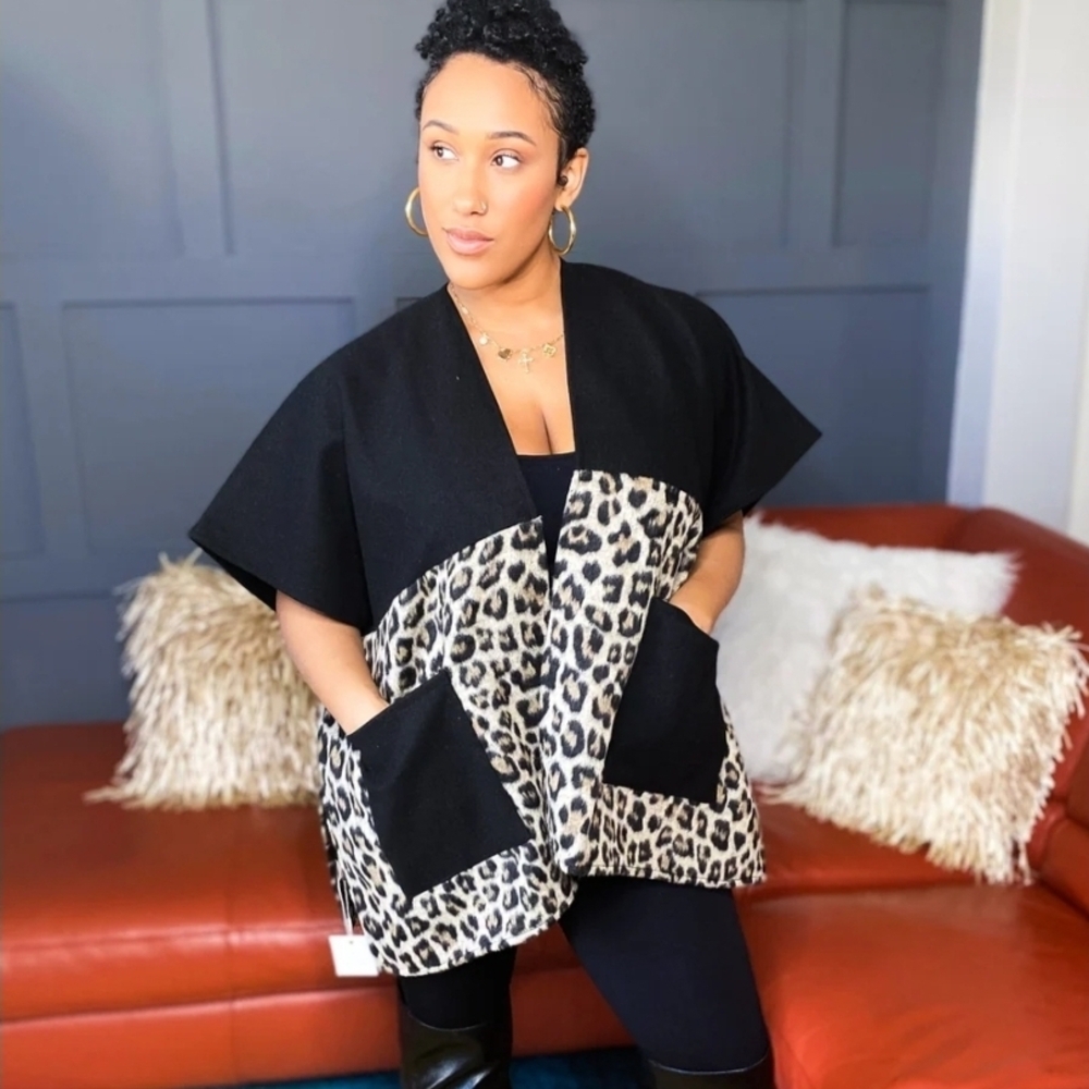 Leopard Print Black Women's Cardigan
